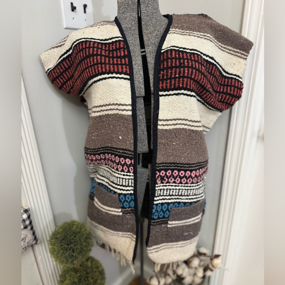 Vintage Vest Unisex Mexican Authentic Wool Early 1970's South Western Boho